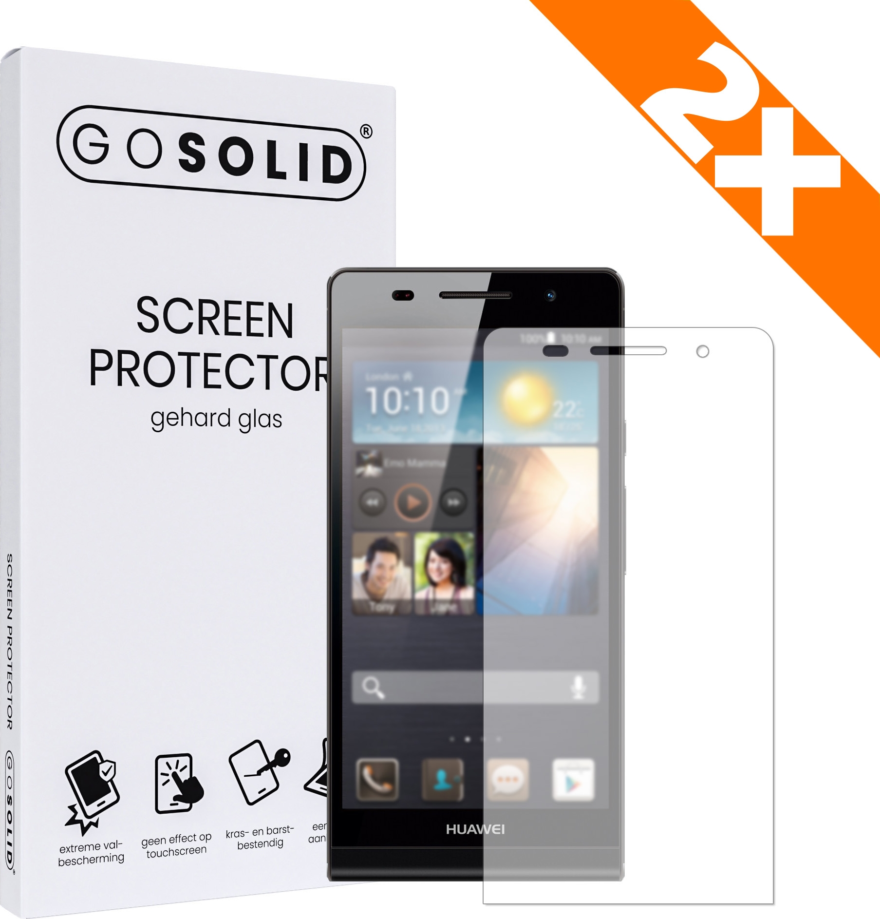 Pellen Systematisch Voetzool ᐅ • GO SOLID! Huawei Ascend P6 screenprotector gehard glas - Duopack |  Eenvoudig bij ScreenProtectors.nl